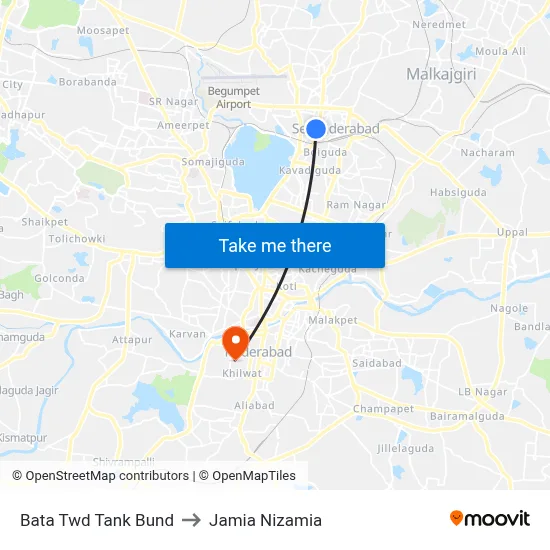Bata Twd Tank Bund to Jamia Nizamia map