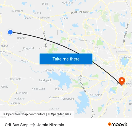 Odf Bus Stop to Jamia Nizamia map