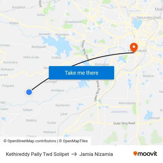 Kethireddy Pally Twd Solipet to Jamia Nizamia map