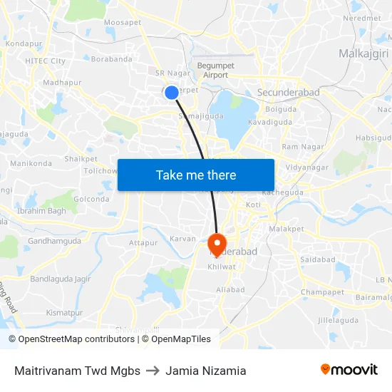 Maitrivanam Twd Mgbs to Jamia Nizamia map