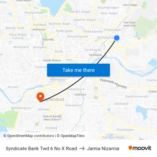 Syndicate Bank Twd 6 No X Road to Jamia Nizamia map