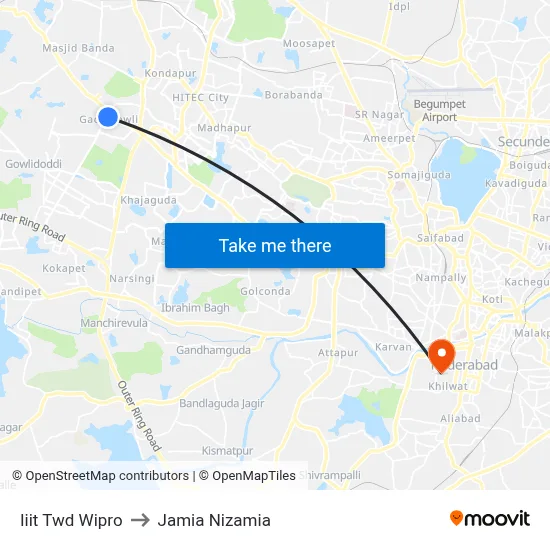Iiit Twd Wipro to Jamia Nizamia map