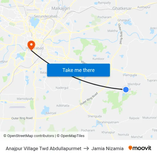 Anajpur Village Twd Abdullapurmet to Jamia Nizamia map