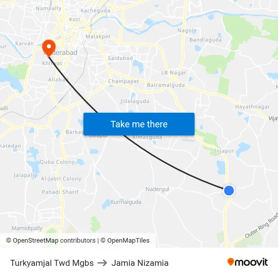 Turkyamjal Twd Mgbs to Jamia Nizamia map