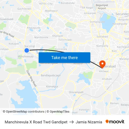 Manchirevula X Road Twd Gandipet to Jamia Nizamia map