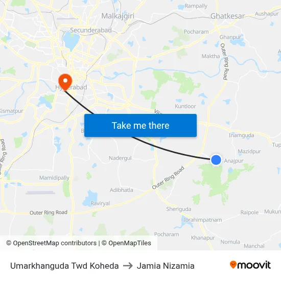 Umarkhanguda Twd Koheda to Jamia Nizamia map
