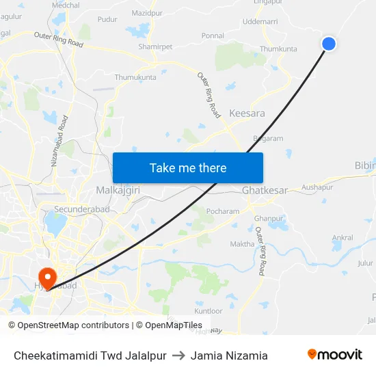 Cheekatimamidi Twd Jalalpur to Jamia Nizamia map