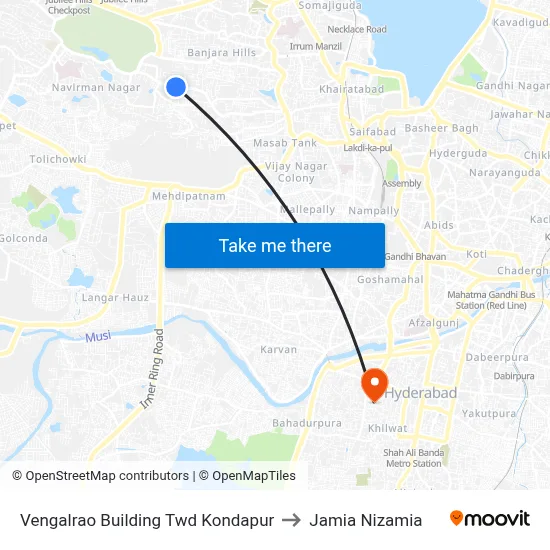 Vengalrao Building Twd Kondapur to Jamia Nizamia map