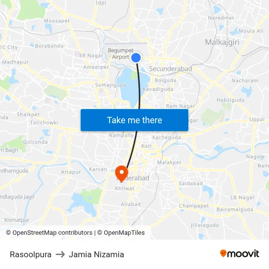 Rasoolpura to Jamia Nizamia map