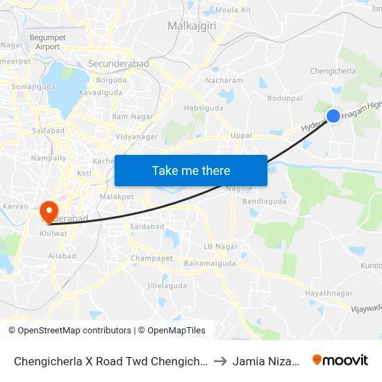 Chengicherla X Road Twd Chengicherla to Jamia Nizamia map