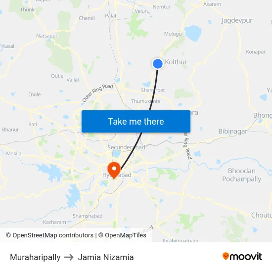 Muraharipally to Jamia Nizamia map