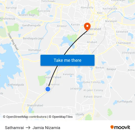 Sathamrai to Jamia Nizamia map