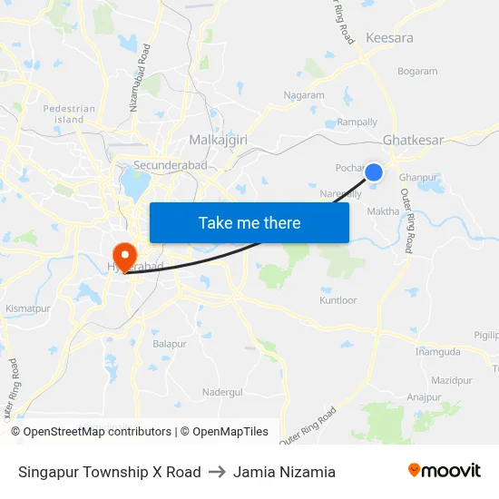 Singapur Township X Road to Jamia Nizamia map