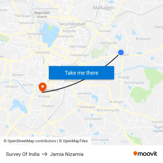 Survey Of India to Jamia Nizamia map