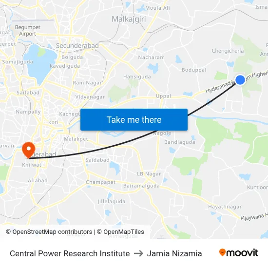 Central Power Research Institute to Jamia Nizamia map