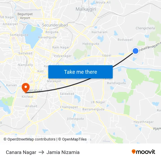 Canara Nagar to Jamia Nizamia map