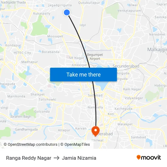 Ranga Reddy Nagar to Jamia Nizamia map