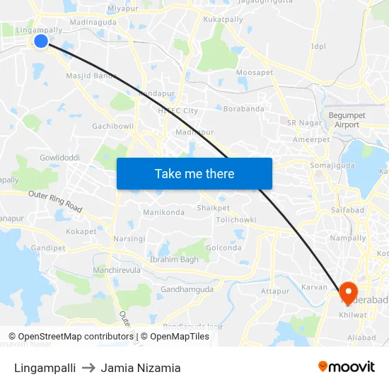 Lingampalli to Jamia Nizamia map
