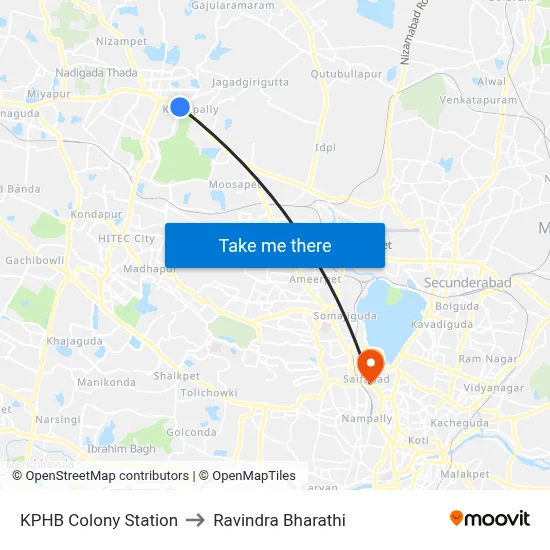 KPHB Colony Station to Ravindra Bharathi map