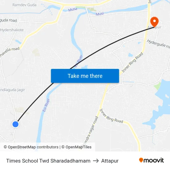 Times School Twd Sharadadhamam to Attapur map