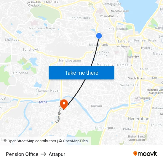Pension Office to Attapur map