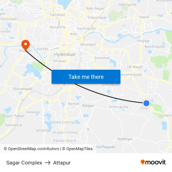 Sagar Complex to Attapur map