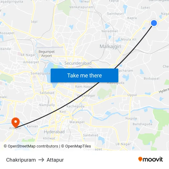 Chakripuram to Attapur map