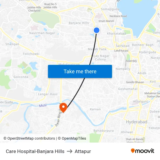 Care Hospital-Banjara Hills to Attapur map