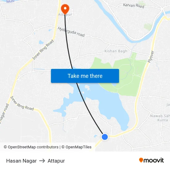 Hasan Nagar to Attapur map