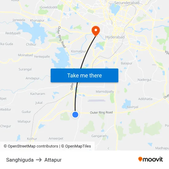 Sanghiguda to Attapur map