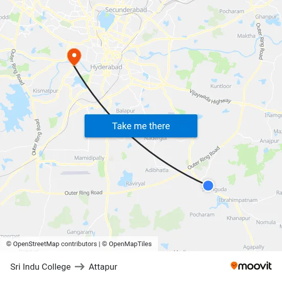 Sri Indu College to Attapur map
