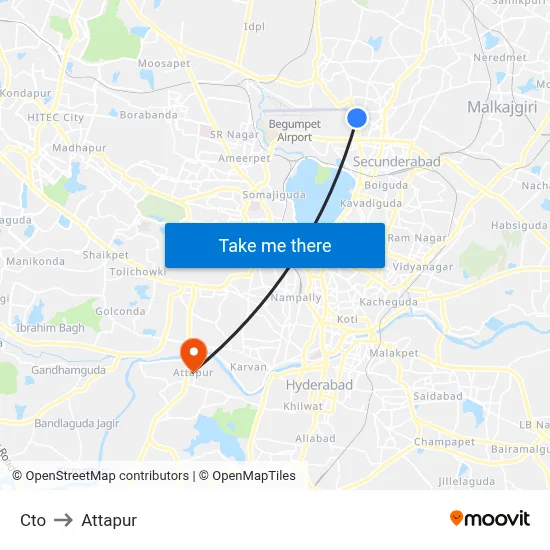 Cto to Attapur map