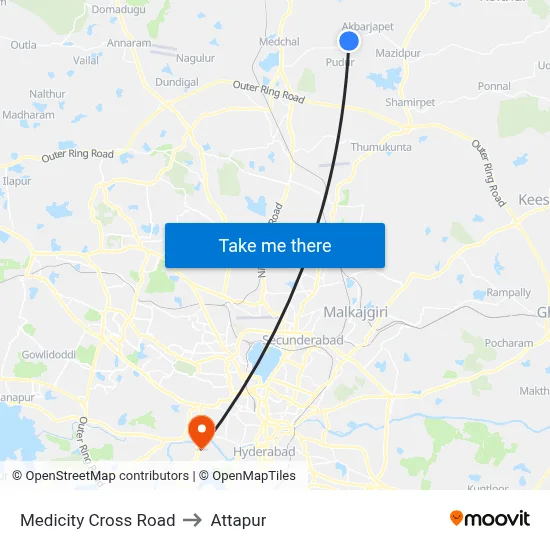 Medicity Cross Road to Attapur map
