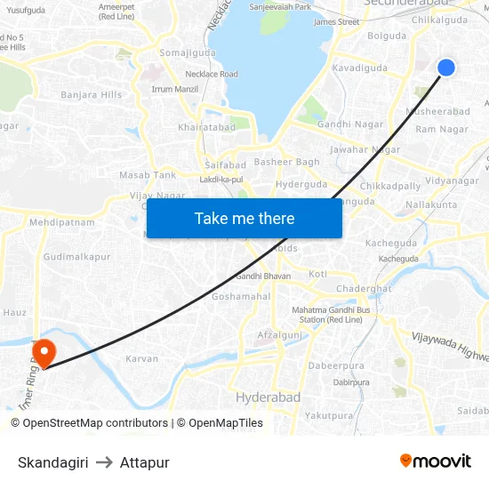Skandagiri to Attapur map