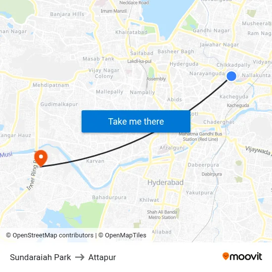 Sundaraiah Park to Attapur map