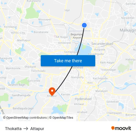 Thokatta to Attapur map