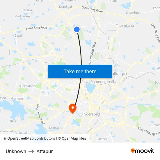 Unknown to Attapur map