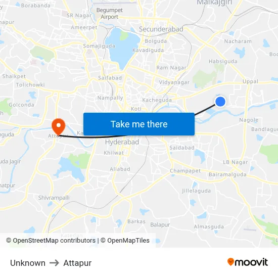 Unknown to Attapur map