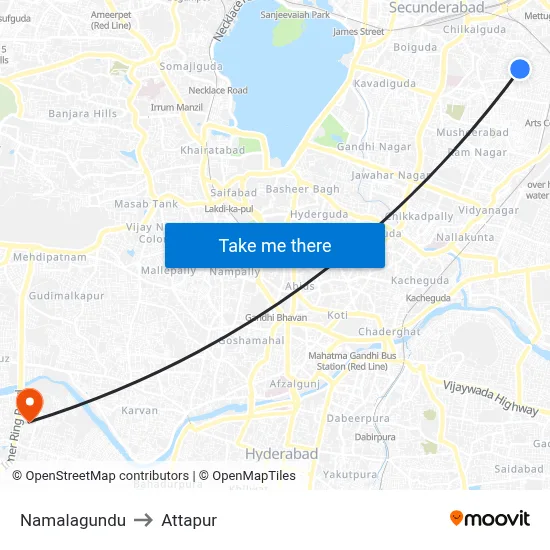 Namalagundu to Attapur map