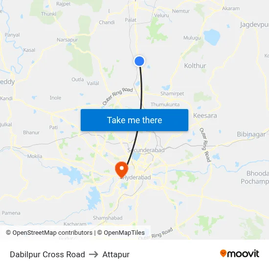 Dabilpur Cross Road to Attapur map