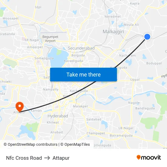 Nfc Cross Road to Attapur map