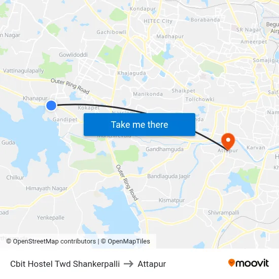 Cbit Hostel Twd Shankerpalli to Attapur map