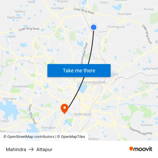 Mahindra to Attapur map