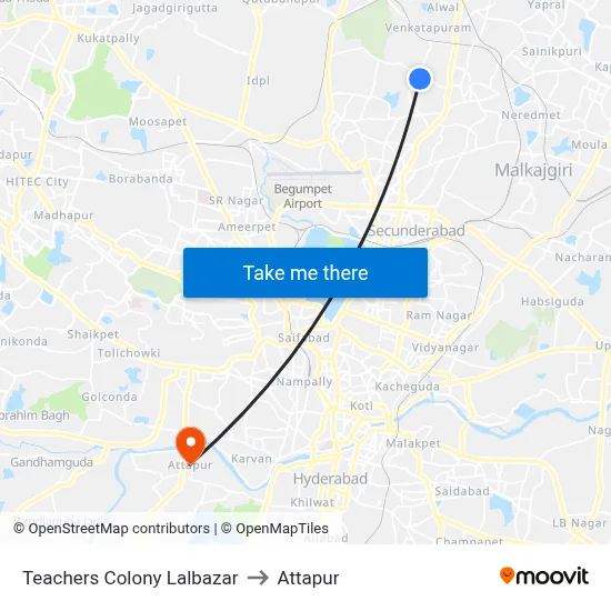Teachers Colony Lalbazar to Attapur map
