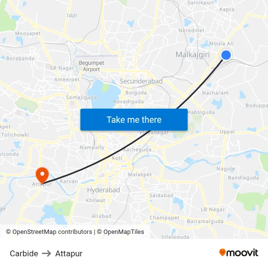 Carbide to Attapur map
