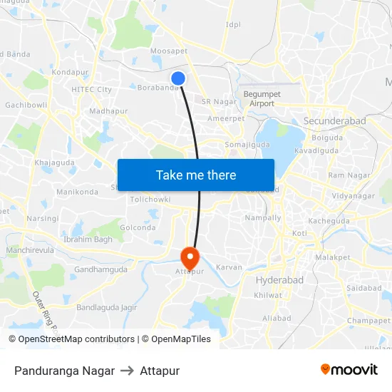 Panduranga Nagar to Attapur map