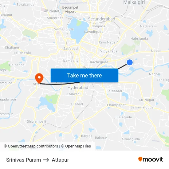 Srinivas Puram to Attapur map