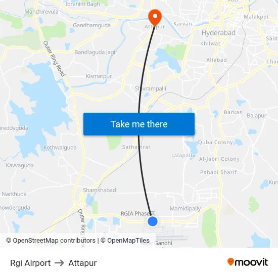 Rgi Airport to Attapur map