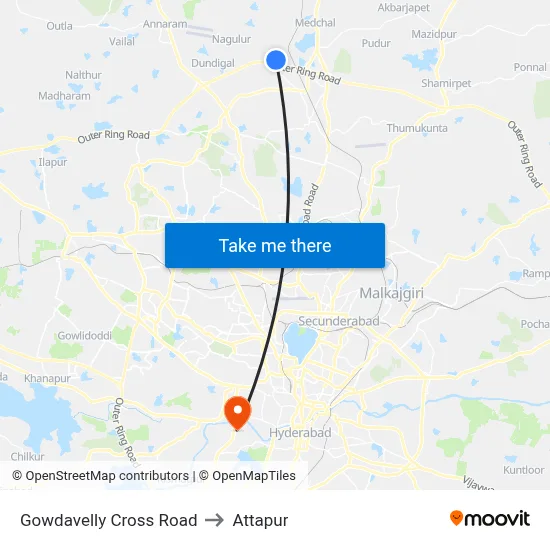 Gowdavelly Cross Road to Attapur map