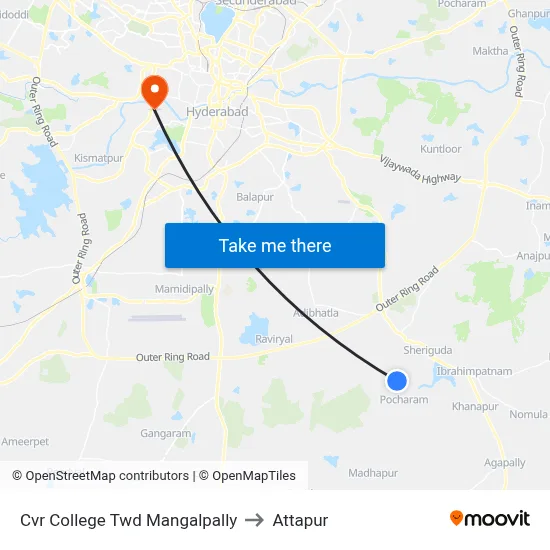 Cvr College Twd Mangalpally to Attapur map